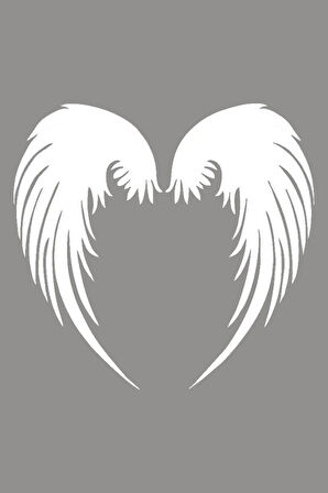 Kanat Melek Oto Araba Etiket Sticker Yapıştırma 15cm Beyaz Renk