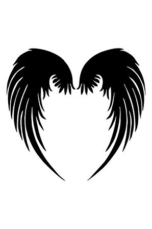 Kanat Melek Oto Araba Etiket Sticker Yapıştırma 15cm Siyah Renk