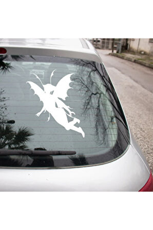 Kanatlı Kelebek Gibi Uçan Melek Kadın Sticker 20CM Beyaz Renk