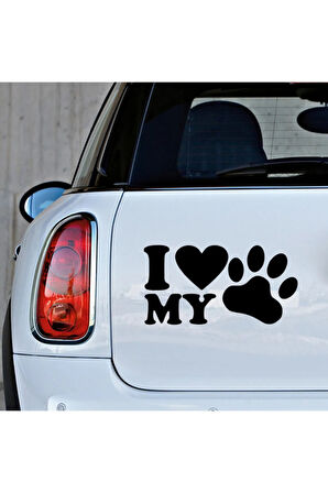 Kedi Köpek Pet Araba oto Sticker Pati Resmi Siyah Renk