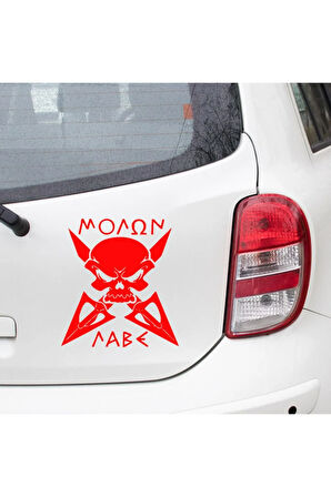 Kılıç Kuru kafa ilginç Sticker Kırmızı Renk Araba Oto etiket 20CM