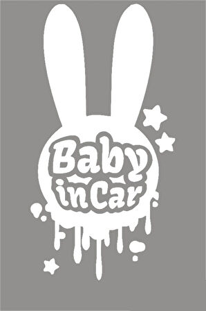 Taşvan Baby in Car Yazısı Yazısı Araç Oto Sticker Yapıştırması 15cm Beyaz