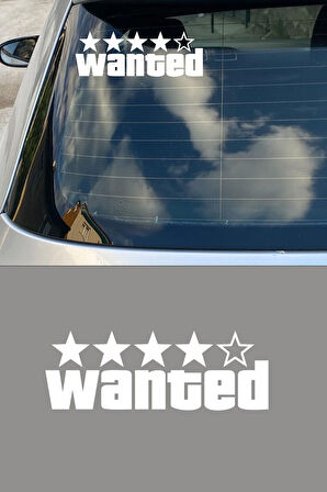 Wanted  Aranıyor oto Sticker Araba etiket beyaz Renk 20CM
