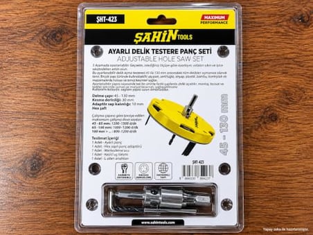 ŞAHİN TOOLS Ayarlı Delik Testere Panç Seti 45-130 mm Ayarlanabilir Panç Aparatı