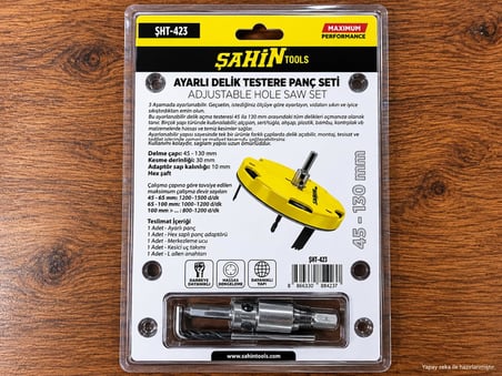 ŞAHİN TOOLS Ayarlı Delik Testere Panç Seti 45-130 mm Ayarlanabilir Panç Aparatı