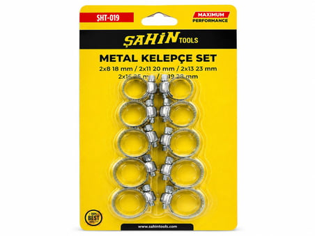 DORDOİ Şahin 10 Parça Metal Kelepçe Seti Paslanmaz Hortum Kelepçesi 18-27 mm Ayarlanabilir Sıkma Kelepçesi SHT-019