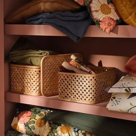 IKEA VIELANGEN kapaklı kutu , bambu, 25x35x18 cm 