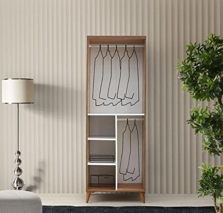 Ücretsiz Montaj - 100% MDF Sport 2 Kapaklı Beyaz Gardırop - MDF Dolap - Elbise Dolabı