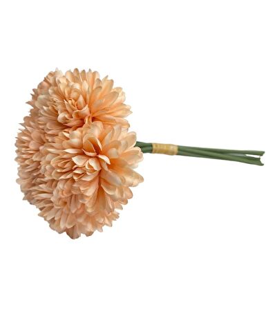 Yapay Çiçek Krizantem Kartopu Şampanya 7 Ayrı Tek Dal Demet