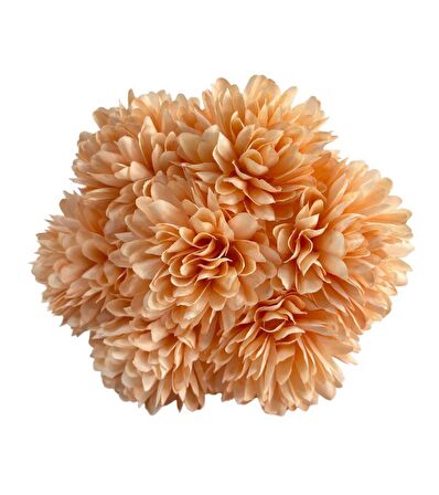 Yapay Çiçek Krizantem Kartopu Şampanya 7 Ayrı Tek Dal Demet