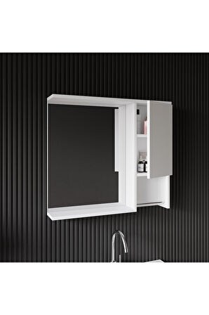 Deniz Banyo Dolabı Seti, 80 Cm Beyaz, Lavabo Dahil, Lavabolu