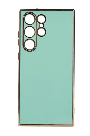 Galaxy S23 Ultra Kılıf Kamera Korumalı Altın Kenar Tasarım Silikon