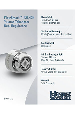Kısa Musluk/Bahçe Musluğu/Yıkama Musluğu Debi Regulatörü 15L/Dak. | G1/2"