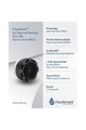 Gömme Su Tasarruflu Aeratör 3,7 L/Dk. | ØM18.5| %85’e Varan Su Tasarrufu
