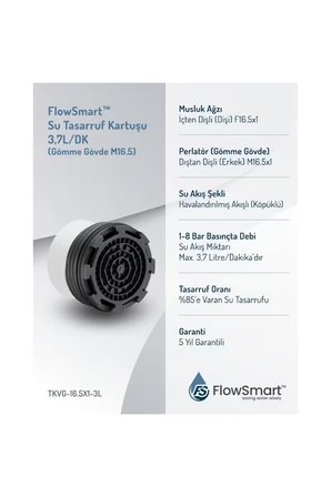 Gömme Su Tasarruflu Aeratör 3,7 L/Dk. | ØM16.5| %85’e Varan Su Tasarrufu