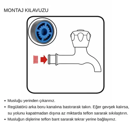 Tekli Bahçe Musluğu Gömme Debi Regülatörü 9L/DK | R1/2 Uyumlu | Bahçede %60’a Varan Su Tasarrufu