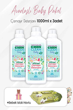 Green Clean Baby Deterjan 1000 ml X 3 Adet Ve Zeytinyağlı