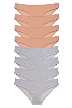 8 adet Süper Eko Set Likralı Kadın Slip Külot Ten Gri