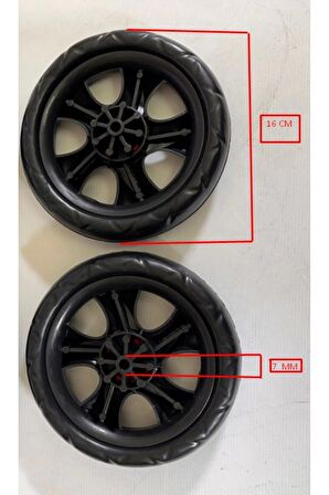 Bebek Arabası Tekerleği 2 Adet Siyah