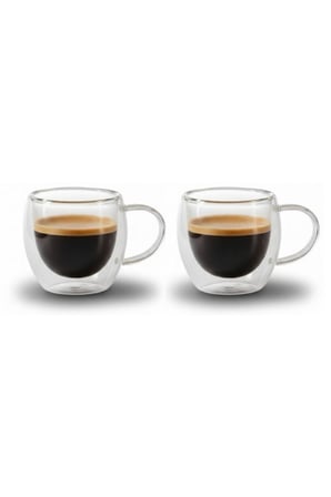 2'li Türk Kahvesi Bardağı Kuplu Espresso Bardağı Çift Cidarlı 80 ml