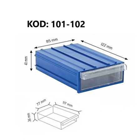 Sembol 101 Plastik Çekmeceli Kutu 122X85x41mm 30 Adet