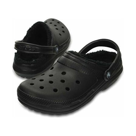 Crocs Classic Lined Clog Unisex Siyah İçi Yünlü Günlük Terlik 203591-060