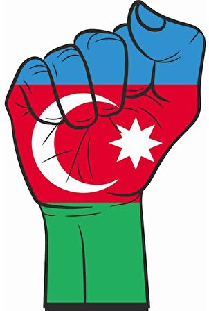 Azerbaycan Gücü Yumruk Sticker Etiket Yapıştırma 18CM