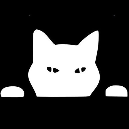 Kedi Komik Surat Araba Sitcker Yapıştırması 20CM Beyaz