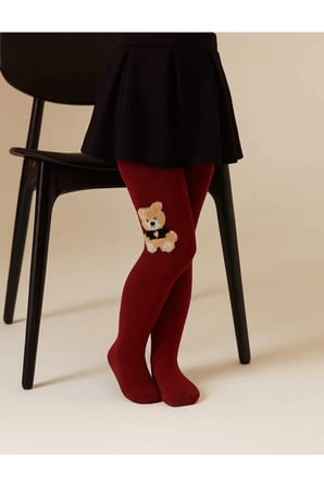 Oyuncak Ayı Kız Çocuk Cotton Bordo Külotlu Çorao