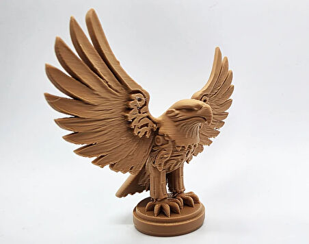 Ahşap Oymalı Kanatları Açık Kartal Ofis Masaustu Dekoratif 13CM