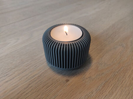 Mini Şamdan Mumluk Decor Mum Dahil Gri Renk Masa Dekor  MD