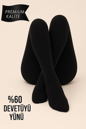 Kadın Siyah İçi Peluş Sıcak Tutan Kışlık Termal Külotlu Çorap - Thermal Pantyhose