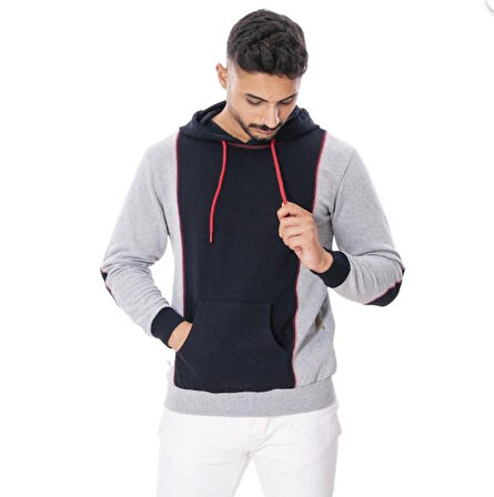 KAPÜŞONLU SWEAT İKİ İPLİK GRİ 3XL