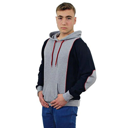 KAPÜŞONLU SWEAT İKİ İPLİK LACİVERT 3XL