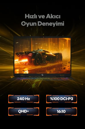 Game Garaj Slayer R9M3D XL-5070 C4 AMD Ryzen 9 9955HX3D 64GB RAM 2TB SSD RTX5070 17" QHD+ 240Hz IPS FreeDOS Oyuncu Laptop