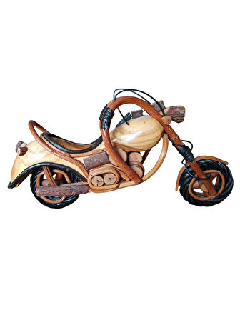 vintage ahşap tasarım dekoratif motorsiklet 30 cm
