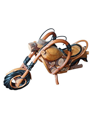 vintage ahşap tasarım dekoratif motorsiklet 30 cm