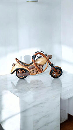 vintage ahşap tasarım dekoratif motorsiklet 30 cm