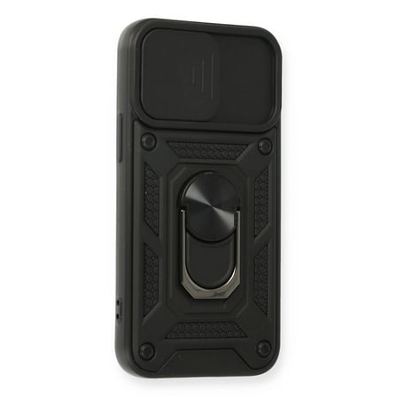 Apple İphone 12 Mini Kılıf Pars Lens Yüzüklü Silikon - Siyah