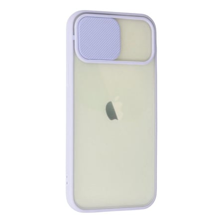 Apple İphone 12 Kılıf Palm Buzlu Kamera Sürgülü Silikon - Lila
