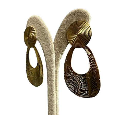 Uretti - İREM 3914 7051 Parmak İzi Model Sallantılı Çelik Küpe