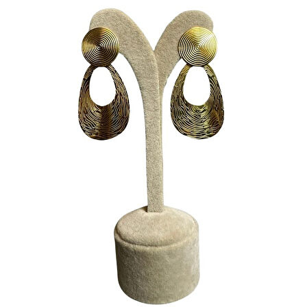 Uretti - İREM 3914 7051 Parmak İzi Model Sallantılı Çelik Küpe