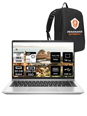 HP EliteBook 640 G9 Intel Core i5 1235U 20GB 256GB SSD 14" FHD FDOS Taşınabilir Bilgisayar & PER4 Çanta