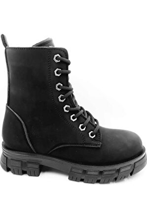 354078 Siyah Bağcıklı Fermuarlı Kadın Bot