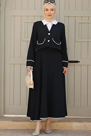 İşleme Detaylı Etekli Takım Bordo