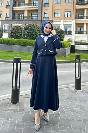 İşleme Detaylı Etekli Takım Bordo