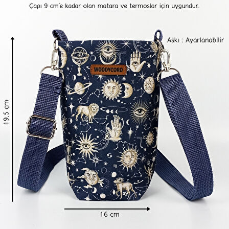  Woodycord 1 Litrelik Matara Kılıfı Su Şişesi Taşıma Çantası Matara ve Termos Kılıfı Astroloji