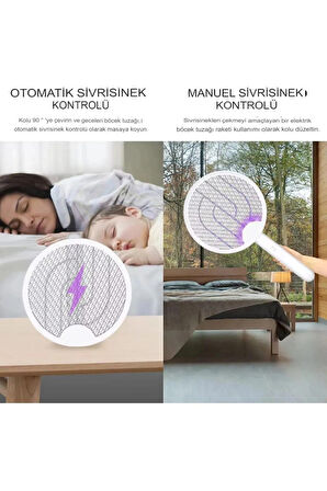 Katlanabilir Şarjlı Uv Işıklı Elektrikli Sivrisinek Öldürücü Raket Sinek Öldürücü Sinek savar