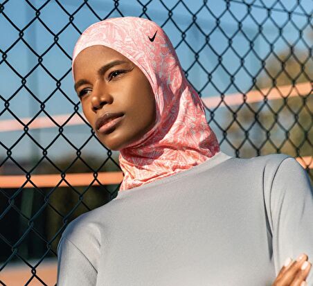 Nike Pro Y Hijab Printed Echo Sporcu Başörtüsü Eşarp Pembe XS/S