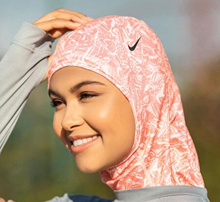 Nike Pro Y Hijab Printed Echo Sporcu Başörtüsü Eşarp Pembe M/L